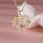 A-Z Letter Flower Heart Pendant Necklace