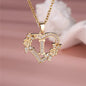 A-Z Letter Flower Heart Pendant Necklace