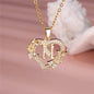 A-Z Letter Flower Heart Pendant Necklace