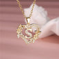 A-Z Letter Flower Heart Pendant Necklace