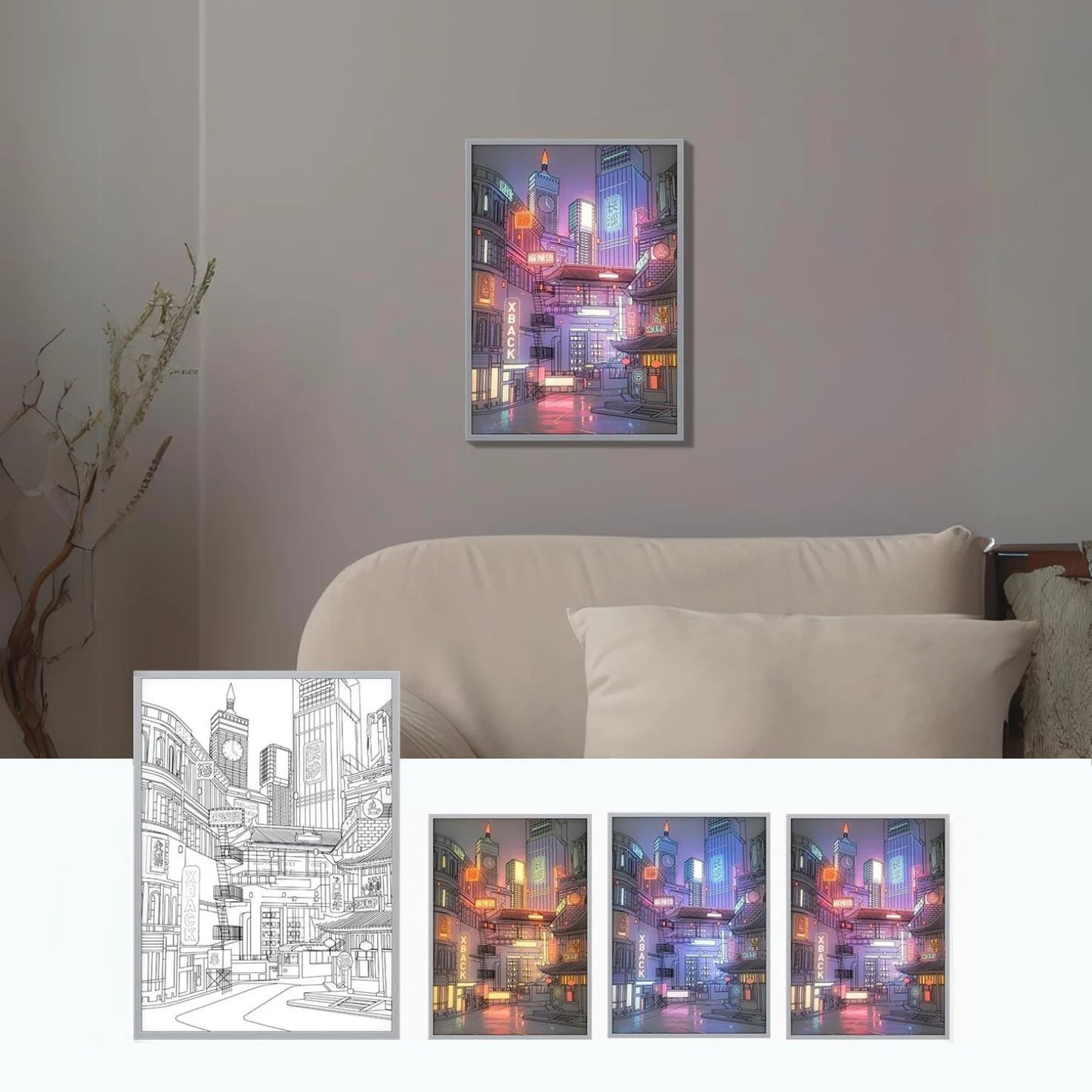 Anime LED Beautiful City Night View Light Painting